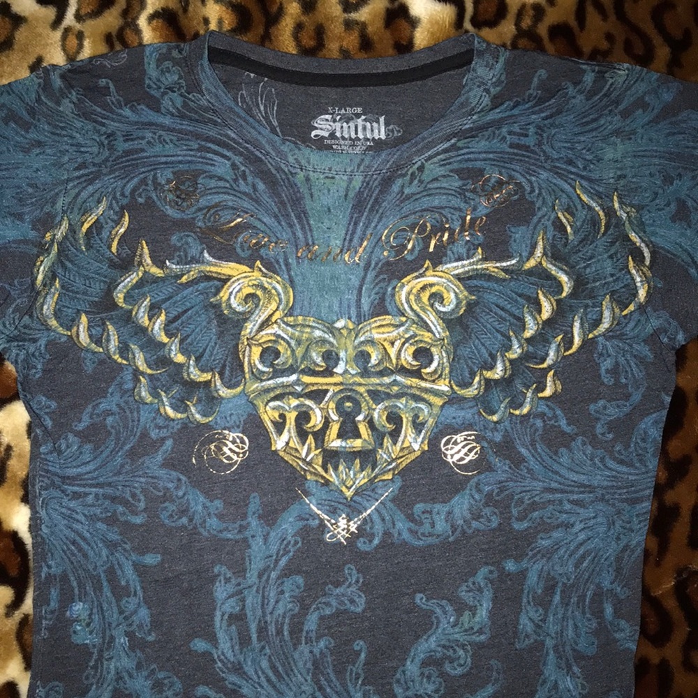 Sinful by Affliction - “Love and Pride” locket tee